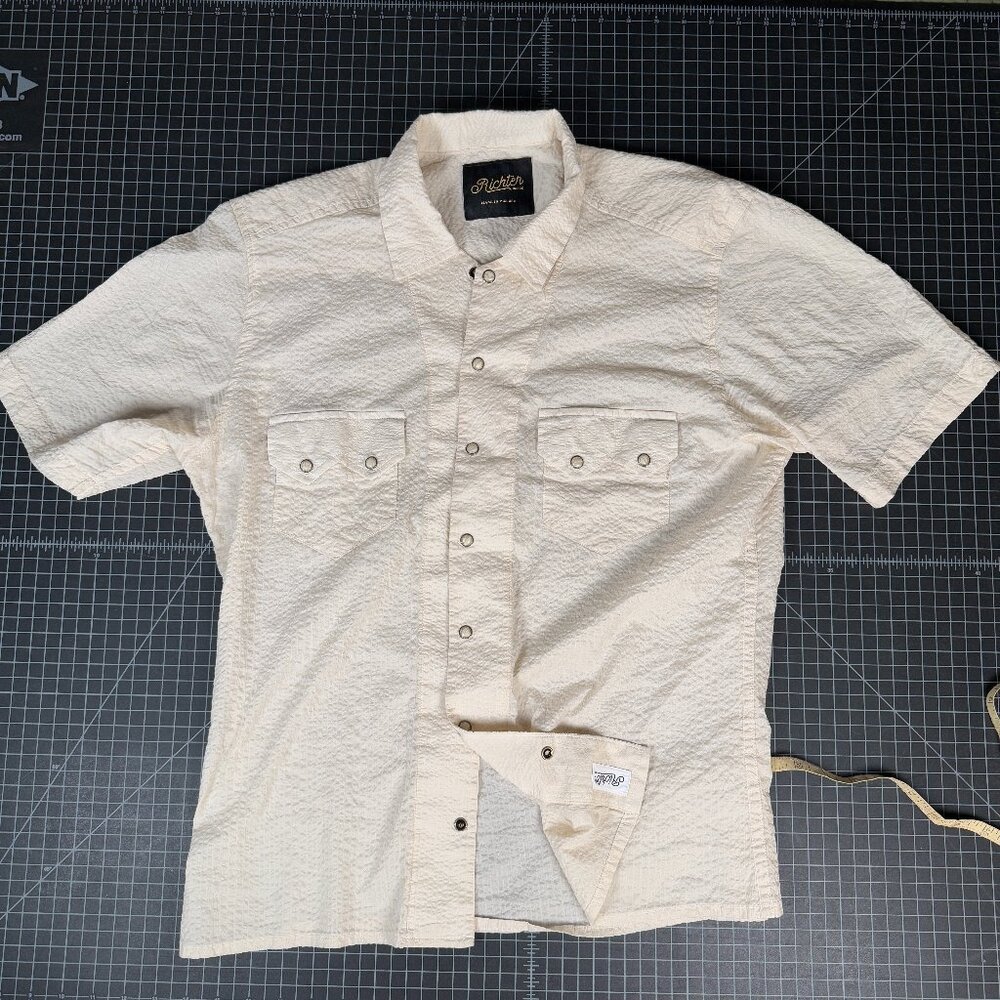 Richter Goods - Salado Seersucker in Chalk - Size Large - Made in TX